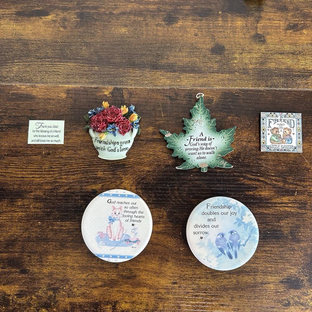 Vintage Religious Faith & Friendship Refrigerator Magnets Kitchen Decor Lot Of 6